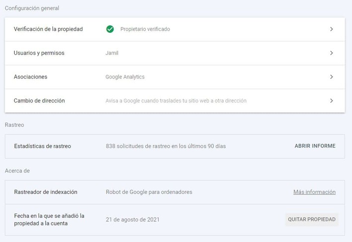 configurar en search console