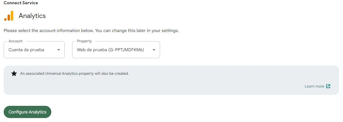 elegir propiedad analytics 4
