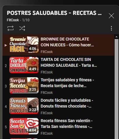 ejemplo de lista de resproducción youtube