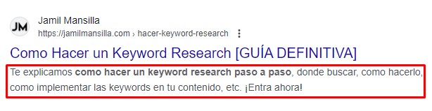 Redactar una descripción óptima para SEO