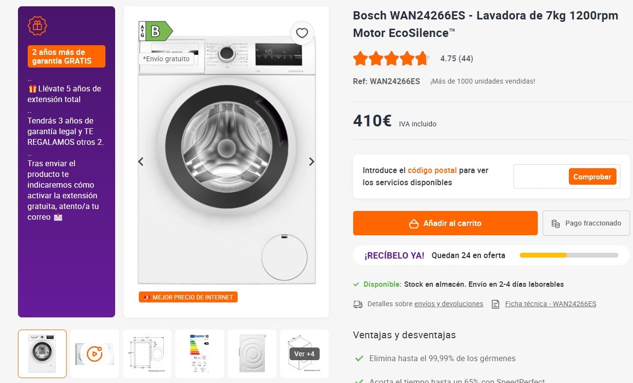 Ejemplo de ficha de producto ecommerce