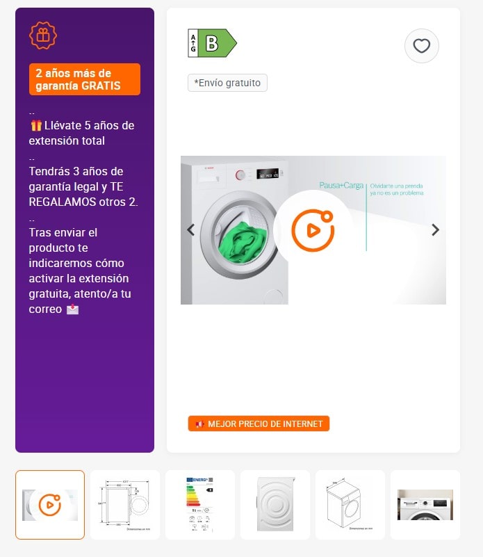 Ejemplo de fotos en ficha de producto
