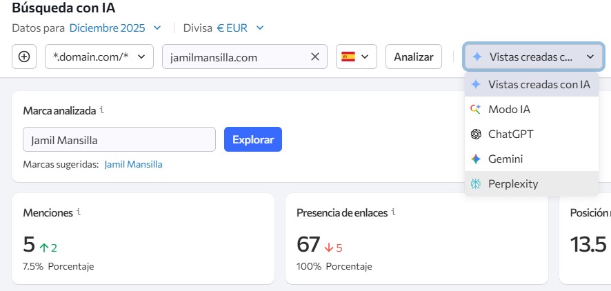Ejemplo de funciones IA de SE Ranking