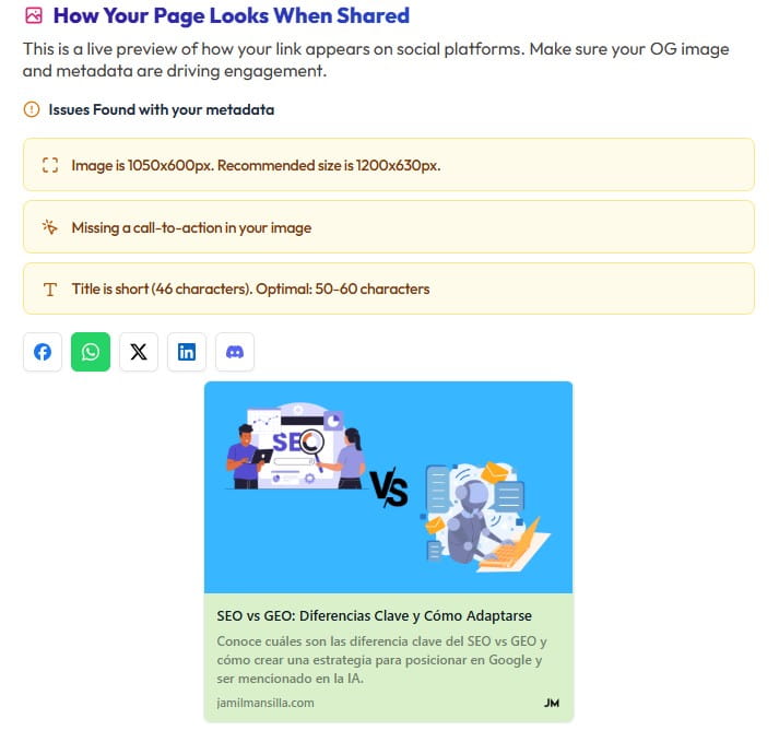 Previsualizar Open Graph