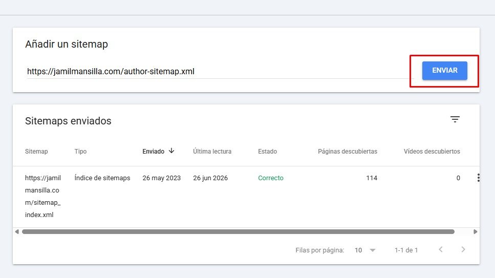 Google Search Console sección Sitemaps para enviar sitemap