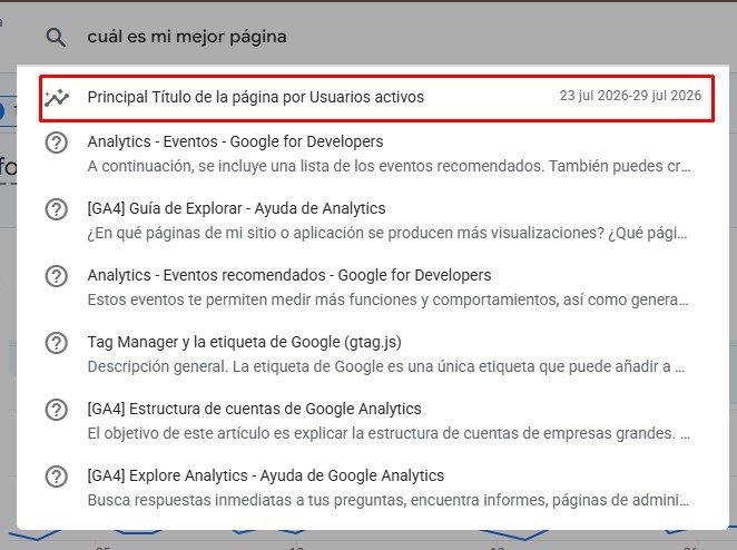 Buscador interno de Google Analytics 4
