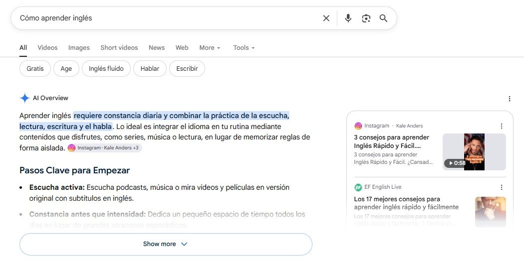 Vista creada con IA de Google citando sus fuentes