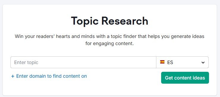 Informe de Topic Research de Semrush con subtemas